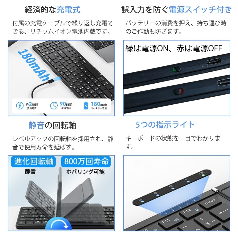 Omikamo 【高級版】折り畳み キーボード US配列 BZ-B099-US