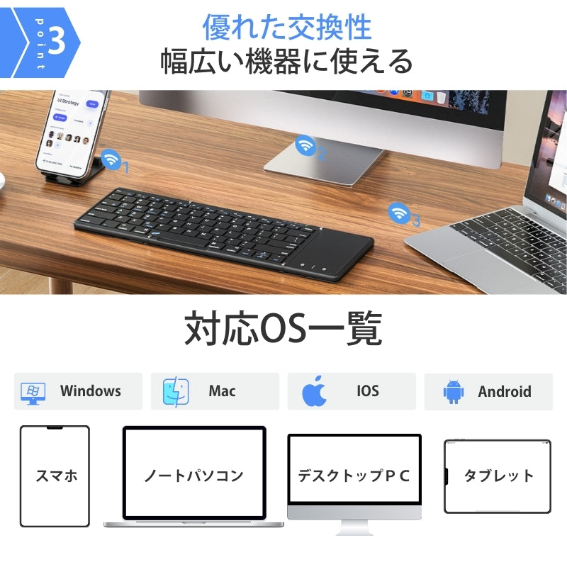 Omikamo 【US配列】折り畳み キーボード Bluetooth BZ-B099T-US
