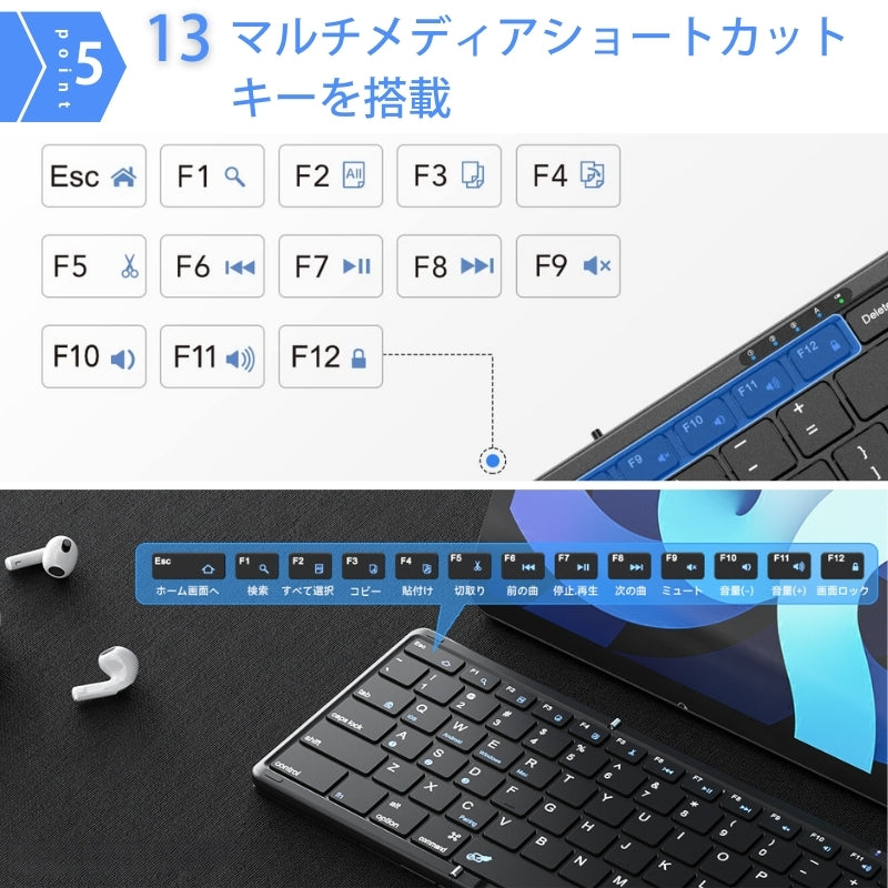 Omikamo 【US配列】折り畳み キーボード Bluetooth BZ-B099T-US