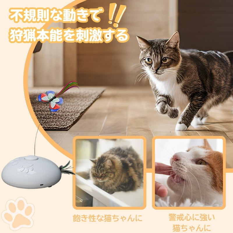 猫の狩猟本能を刺激する!3in1電動猫じゃらし PM006