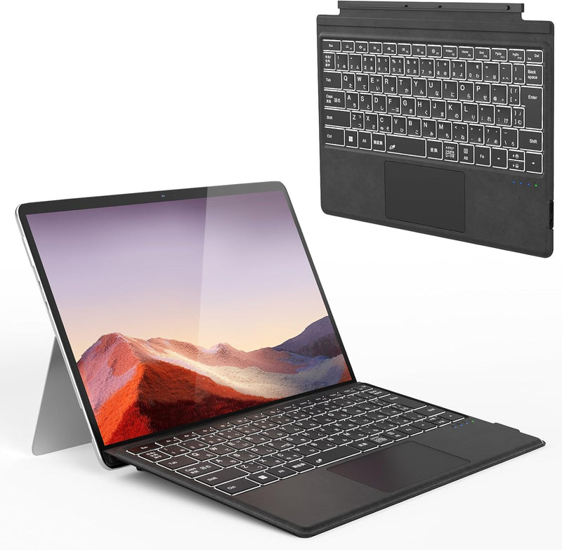Omikamo サーフェス プロ キーボード ワイヤレス Surface Pro 3/4/5/6/7/7+対応 JIS標準日本語配列 Surface キーボードBluetooth 5.3 トラックパッド付き Typ-C充電式 カバー兼用 薄型 軽量 日本語取扱説明書
