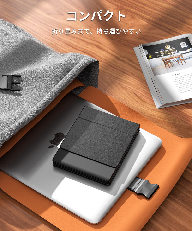 Omikamo Bluetooth＆ワイヤレス ipad キーボード スタンド付き 折りたたみ JIS標準日本語配列 左右Shiftキー/L型Enterキー搭載 スマホ用 軽量 薄型 IOS/Windows/Mac/Android対応 4台デバイス対応 持ち運び便利 Type-C充電式