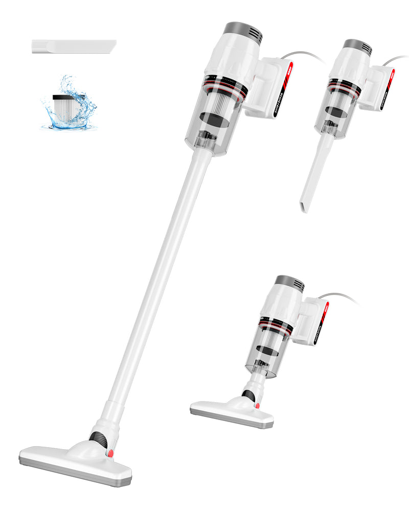 掃除機 コード式【38000Pa超強吸引･1.1kg超軽量･静音設計･2025革新モデル】 Waihipa スティック掃除機 6Ｍ電源コード HEPA多重濾過 ゴミ捨て簡単 サイクロン 式 コンパクト 家庭用 カーペット/カーテン/ソファに適用 PSE認証を取得済み 日本語取扱説明書付き(ホワイト)