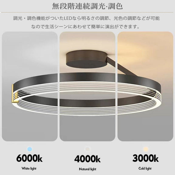 ryd-157【5年保証】シーリングライト led 寝室 リビング ダイニング 子供部屋 キッチン 6畳 8畳 12畳 常夜灯 調光調色 リモコン付き タイマー 明るい LED 北欧風 おしゃれ 照明 モダン かわいい 高級感 ブラック ゴールド 直径40cm 直径50cm