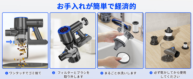 掃除機 コードレス 専用スタント付き 革新版650W 50kPa 超強力吸引 掃除機 ハンディ軽量 直立式 静音  LCDタッチディスプレイ お手入れ簡単 HEPA多重濾過 3段吸引力 スティック着脱式バッテリー  LEDライト 車載用 家庭用 PSE認証済 日本語取扱説明書