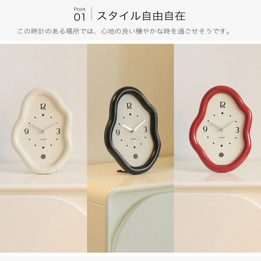 置き時計 韓国風 卓上時計 おしゃれ 北欧 置時計 ブラック レッド 小型 コンパクト シンプル モダン 静音 インテリア雑貨 バレンタインデー プレゼント プチギフト 贈り物 誕生日 実用的 新生活 一人暮らし