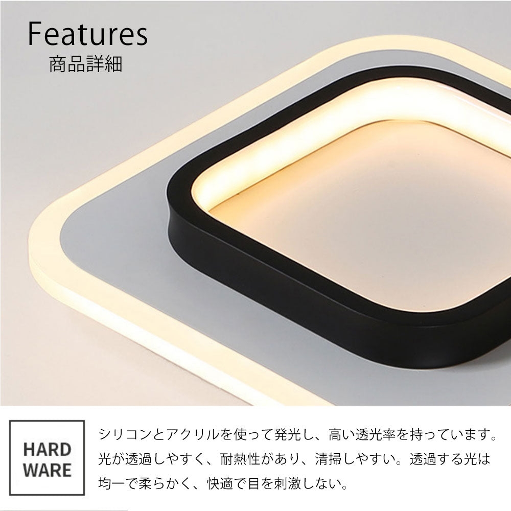 ryd-158【5年保証】シーリングライト led キッチン リビング ダイニング 子供部屋 寝室 8畳 6畳 12畳 LED 北欧風 モダン 明るい おしゃれ 照明 かわいい 高級感 常夜灯 タイマー リモコン付き 調光調色 ホワイト ホワイト‐ブラック 円型 方形