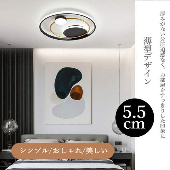 ryd-118 照明 シーリングライト リモコン付き タイマー 調光 調色 常夜灯 6畳 8畳 12畳 明るい LED 北欧風 子供部屋 寝室 リビング ダイニング キッチン 器具 おしゃれ 高級感 かわいい ゴールド ブラック‐ゴールド 円形 直径52cm
