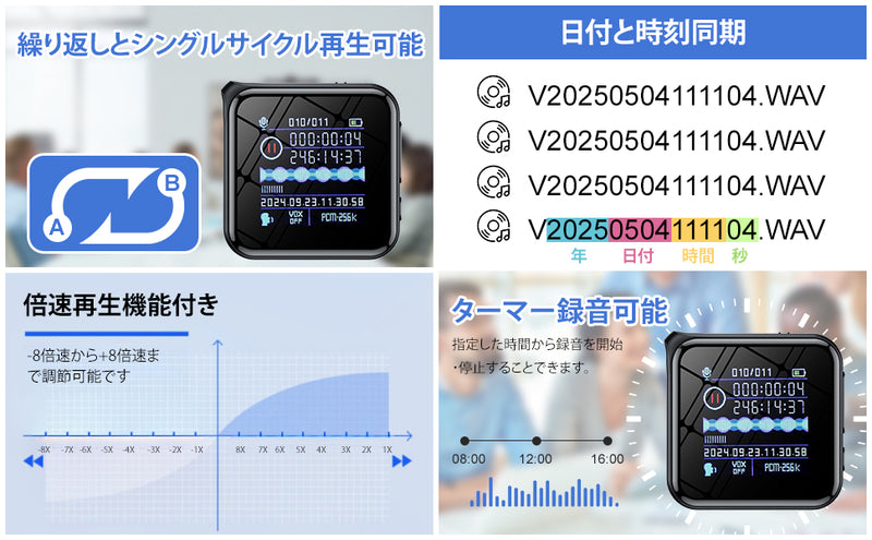 ミニボイスレコーダー 小型 icレコーダー 16/32/64GB 高感度 ミニ録音機 イヤホン付属 50時間長時間録音 ワンボタン録音 バレない レコーダー 1536kbps音質 VOR自動音声検知 ボイス・レコーダー 液晶画面 分割録音 OTG機能 小型録音機 Windows/Mac/android/iphone対応