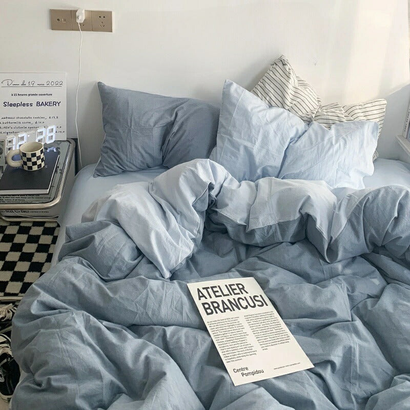 yzwfz-001 布団カバーセット 3点セット 4点セット 敷き布団用 ベッド用 シングル セミダブル ダブル 掛け布団カバー ベッドシーツ 敷き布団カバー 枕カバー ソフトタッチ ピローケース シンプル ボックスシーツ 無地 新生活 おしゃれ かわいい
