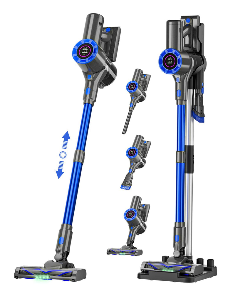 掃除機 コードレス 専用スタント付き 革新版650W 50kPa 超強力吸引 掃除機 ハンディ軽量 直立式 静音  LCDタッチディスプレイ お手入れ簡単 HEPA多重濾過 3段吸引力 スティック着脱式バッテリー  LEDライト 車載用 家庭用 PSE認証済 日本語取扱説明書