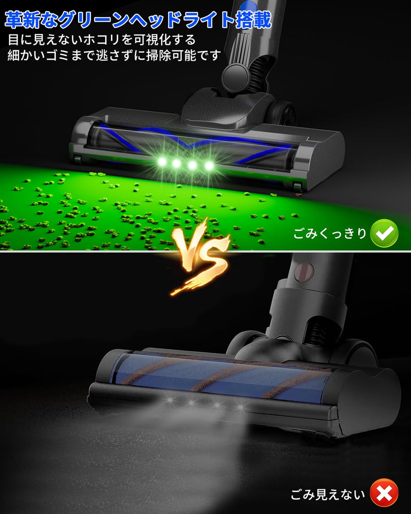 掃除機 コードレス 専用スタント付き 革新版650W 50kPa 超強力吸引 掃除機 ハンディ軽量 直立式 静音  LCDタッチディスプレイ お手入れ簡単 HEPA多重濾過 3段吸引力 スティック着脱式バッテリー  LEDライト 車載用 家庭用 PSE認証済 日本語取扱説明書