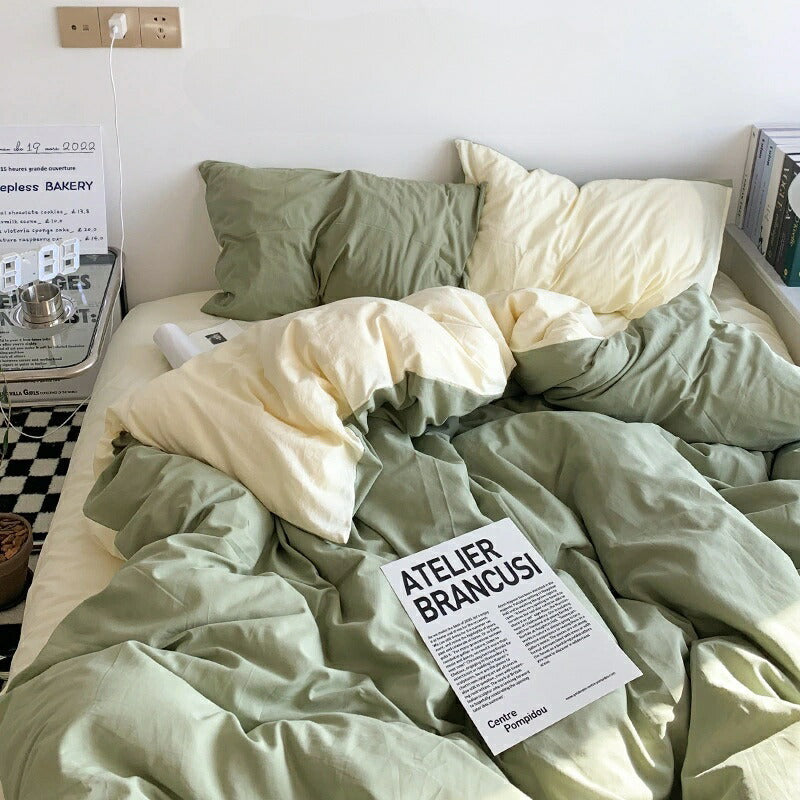yzwfz-001 布団カバーセット 3点セット 4点セット 敷き布団用 ベッド用 シングル セミダブル ダブル 掛け布団カバー ベッドシーツ 敷き布団カバー 枕カバー ソフトタッチ ピローケース シンプル ボックスシーツ 無地 新生活 おしゃれ かわいい