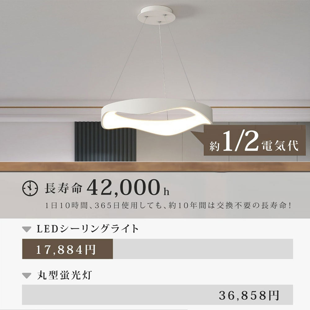 ryd-145【5年保証】ペンダントライト 吊下げ灯 led 調光 調色 ダイニング リビング 子供部屋 寝室 キッチン 12畳 6畳 8畳 明るい LED 北欧風 おしゃれ 照明 モダン かわいい 高級感 リモコン付き 調光調色 常夜灯 タイマー ホワイト 直径42cm 直径52cm