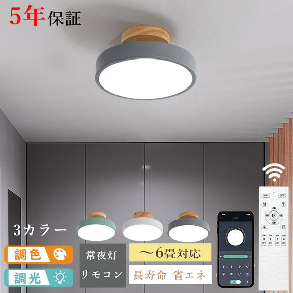 ryd-090 シーリングライト キッチン リモコン付き タイマー 調光 調色 常夜灯 グリーン グレー ホワイト 6畳 8畳 12畳 円形 直径23cm 明るい LED 北欧風 ダイニング リビング 寝室 子供部屋 器具 おしゃれ 高級感 かわいい 新生活