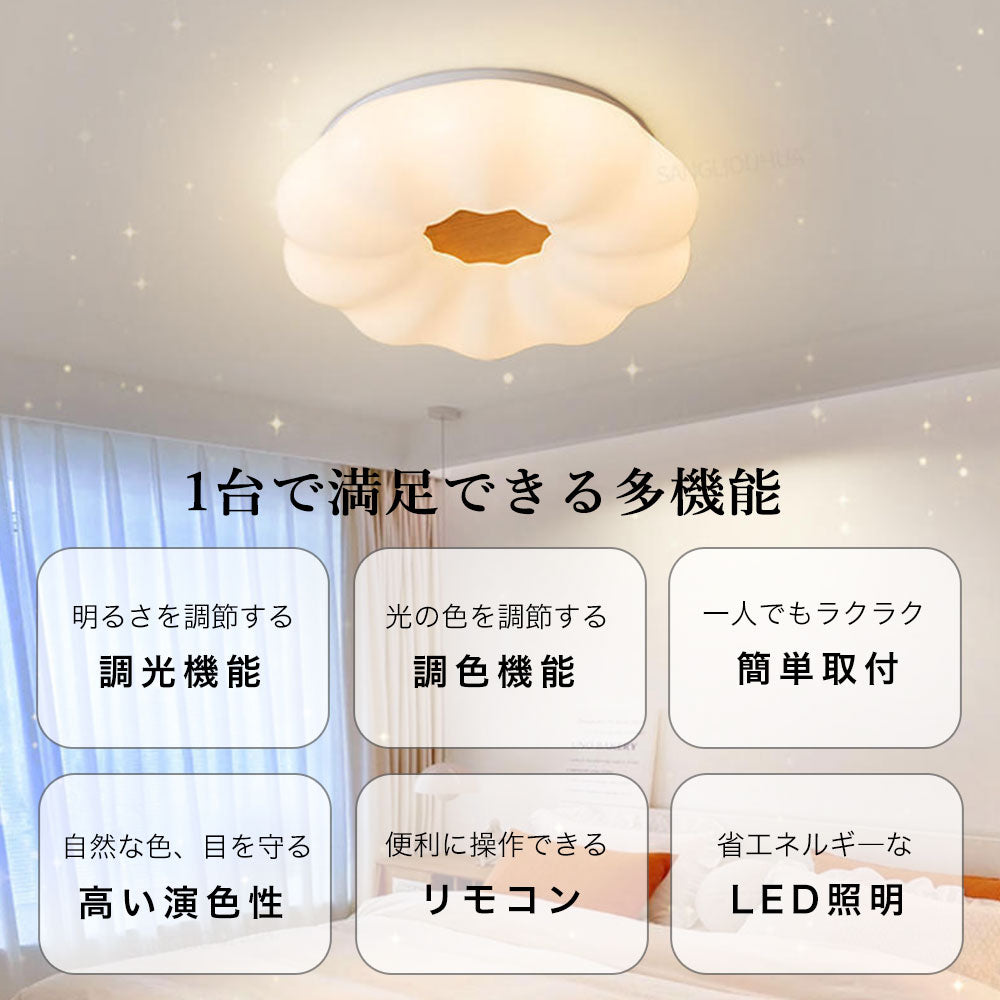 ryd-067 シーリングライト モダン リモコン付き タイマー 調光 調色 常夜灯 直径40 50cm 6畳 8畳 12畳 北欧風 明るい LED ダイニング キッチン リビング 寝室 子供部屋 おしゃれ 器具 高級感 かわいい ホワイト ナチュラル 花