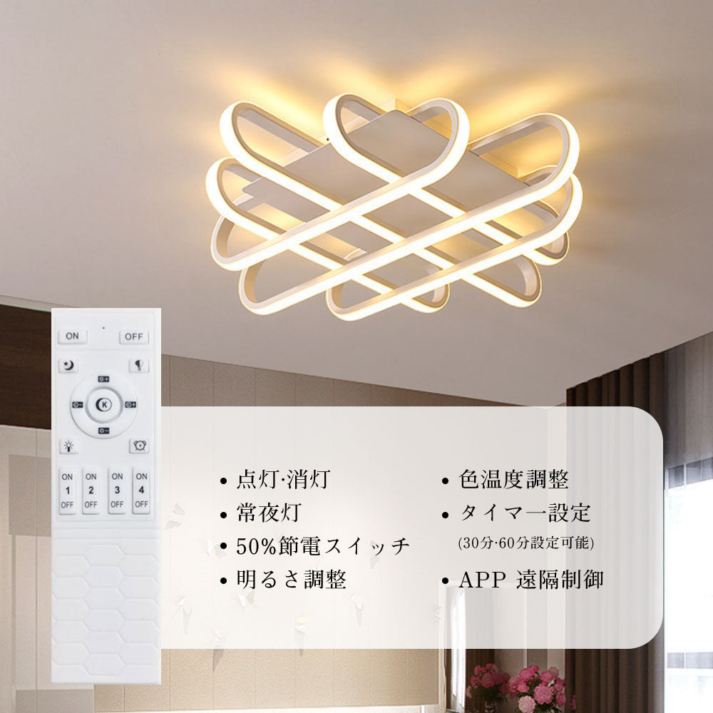 ryd-197【5年保証】照明器具 シーリングライト リビング 寝室 子供部屋 キッチン ダイニング 6畳 8畳 12畳 調光調色 常夜灯 リモコン付き タイマー 北欧風 LED 明るい おしゃれ モダン 照明 かわいい 高級感 ホワイト 50×50cm